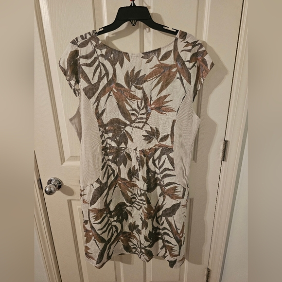 Lungo L'arno NWT Womens 100% Linen Dress Botanical Pockets Made in Italy 1X - Picture 5 of 9